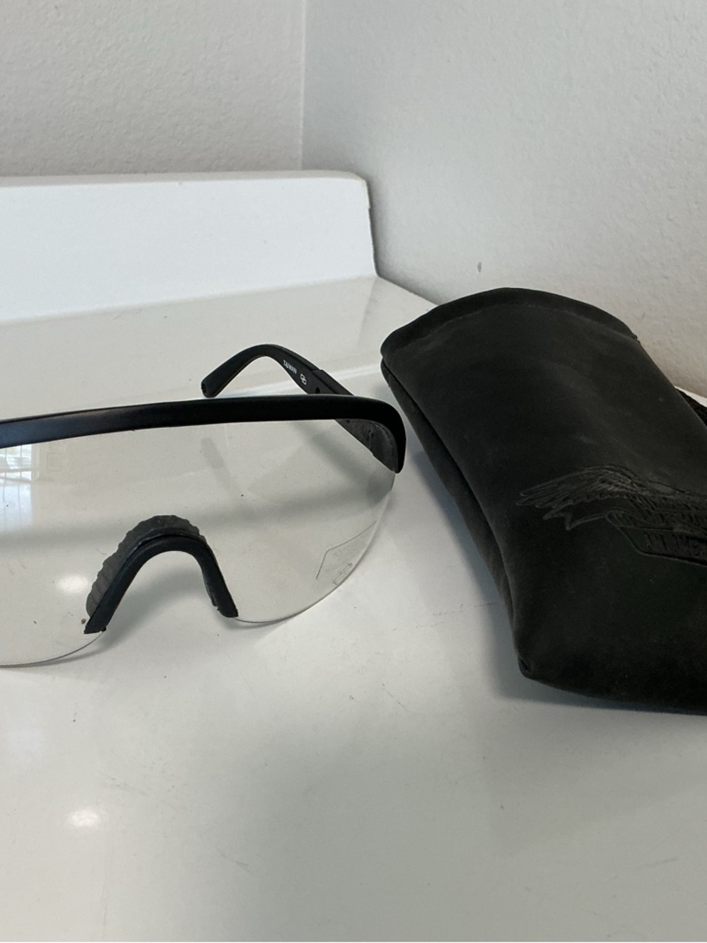 Harley-Davidson Clear Lens Riding Glasses with Black Frame and Pouch